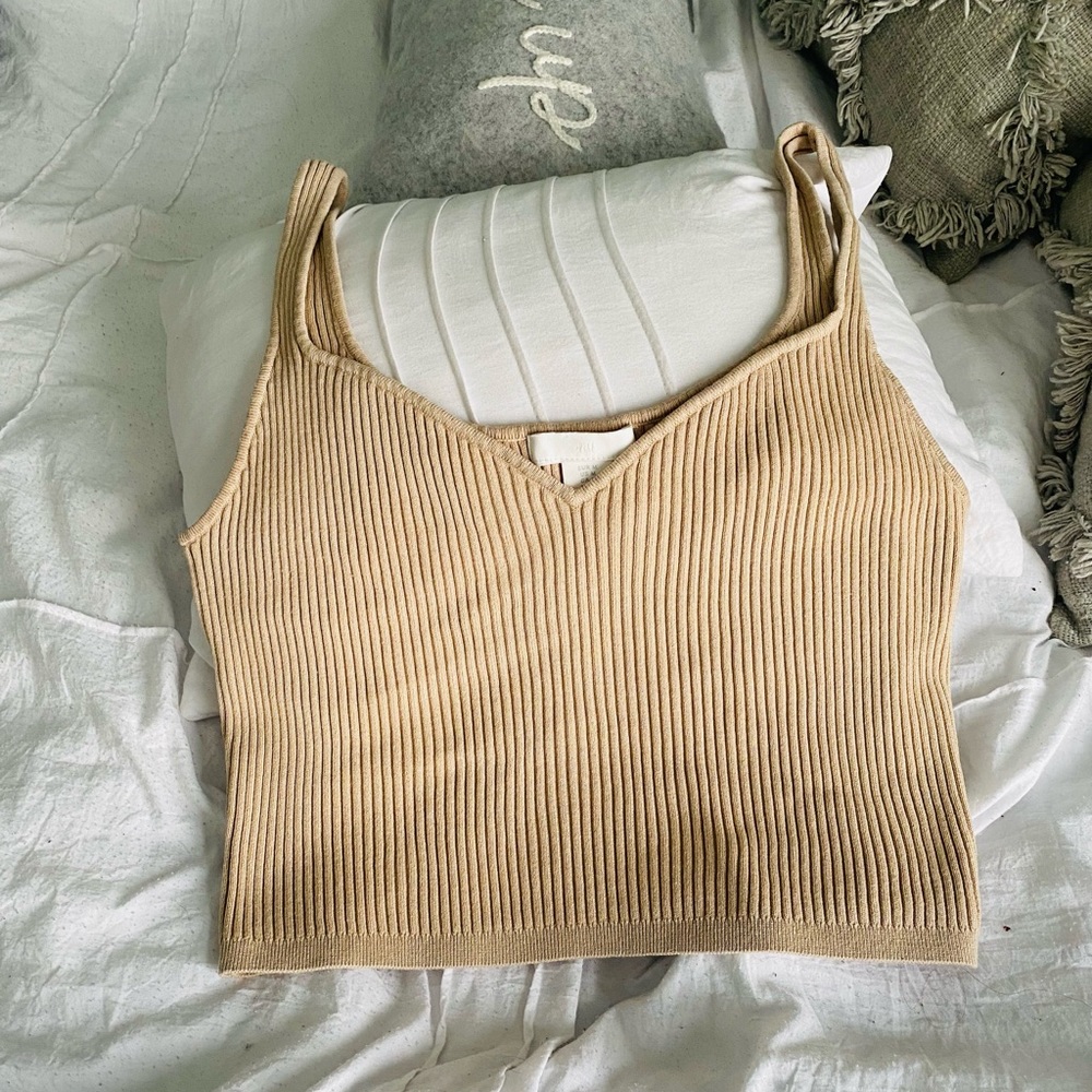H&M Minimalist Nude Crop Tank Top Size M Like New